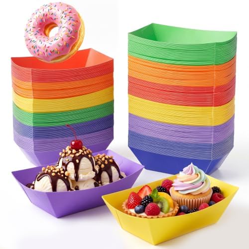 Uiifan 300 Pcs Paper Food Boats Disposable Paper Food Tray,Rainbow - Image 5