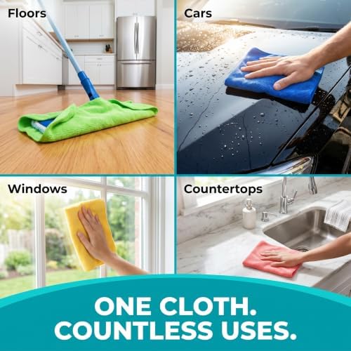 HELOMOR Large Microfiber Towels 6 Pack - 30"x18" Car Drying Towel - Extra Absorbent Cleaning Cloths for Floors, Kitchen and Windows - Lint-Free Detailing Cloths for Cars - Image 4