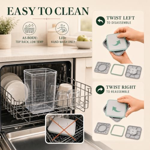 12-Piece Airtight Food Storage Containers, Pantry Canister Set | Three each of 1.3, 2.1, 2.9 and 3.5 Qt; clear stackable BPA-free pantry canisters with pop lids and tall spaghetti storage. - Image 4