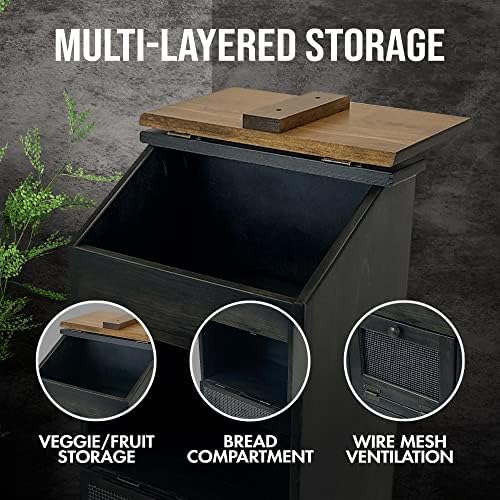 Peaceful Classics Wooden Bread Bin, Decorative Onion Storage Bin, Wooden Vegetable Bin w/Lid for Kitchen Pantry, Mocha - Image 3