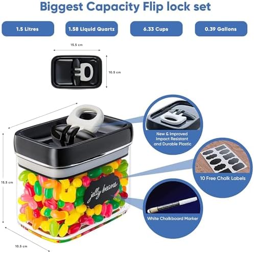 Chef's Path - Airtight Storage Boxes Set - 10 Labels and Markers - Kitchen and Pantry Storage - BPA Free - Plastic Storage Boxes with Upgraded Lids (6 Pieces - 1.5L) - Image 4