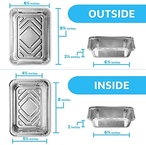 MontoPack Disposable Takeout Pans with Clear Lids | 2lb Capacity Aluminum Foil Food Drip Container with Strong Seal for Freshness & Spill Resistance | Earth, Eco-Friendly & Recyclable 100Pack 8x5.5” - Image 2