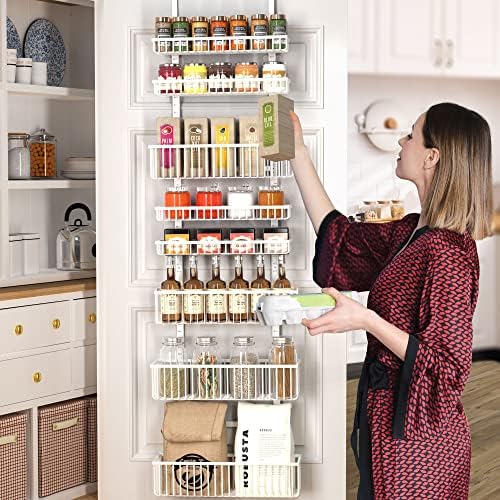 Moforoco White Over The Door Pantry Organizer, Pantry Organization and Storage, Metal Hanging Spice Rack Shelves Door, Seasoning Shelves, Laundry Room Organization, House and Kitchen Essentials - Image 6