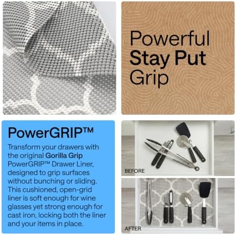 GORILLA GRIP powerGRIP Drawer Shelf and Cabinet Liner, 12" x20', Gray - Image 3