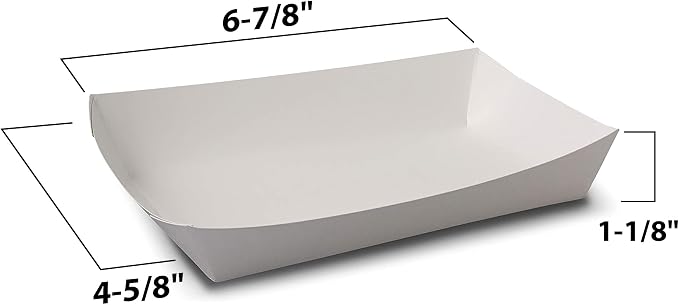 MT Products White French Fries Paper Trays 6.9" x 4.6" x 1.2" - Disposable Food Trays (Pack of 50) - Made in the USA - Image 2