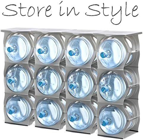 Bariboo Stackable Water Bottle Storage Rack Best Water Jugs 5 Gallon Organizer. Jug Holder for Kitchen, Cabinet and Office Organizing. Reinforced Polypropylene (Silver, 3 Plus Shelf) - Image 3