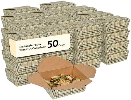 Restaurantware 45 oz Paper Rectangle 8 Bio Box Take Out Container, 50 Ct by Restaurantware