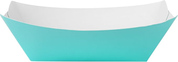 Restaurantware-Bio Tek 6 Ounce Boat Paper Boats, 400 Disposable #40 Food Trays - PE Lining, Durable, Turquoise Paper Food Baskets, For Concession Stands, Picnics, or Fairs, Stackable - Image 9