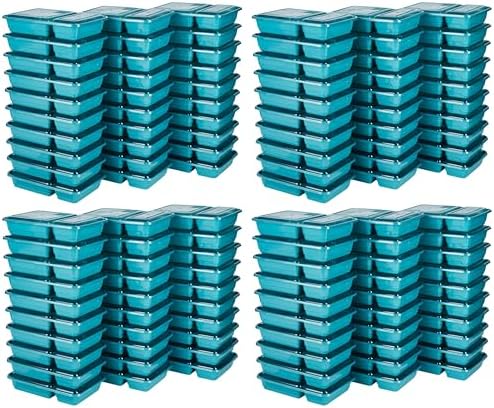 GoodCook Meal Prep Rectangle Two Compartment 60-Piece, Teal, Made without BPA (Pack of 4) by GoodCook