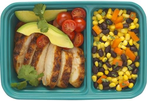 GoodCook Meal Prep Rectangle Two Compartment 60-Piece, Teal, Made without BPA (Pack of 4) - Image 7