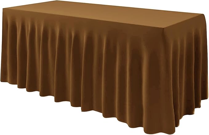 ManMengJi Table Cover and Skirts One-Piece for Folding Tables, 6FT Spandex Fitted Tablecloth with Ruffles Skirt for Weddings, Banquets, Parties, Vendors (Brown 1Pack) by Home