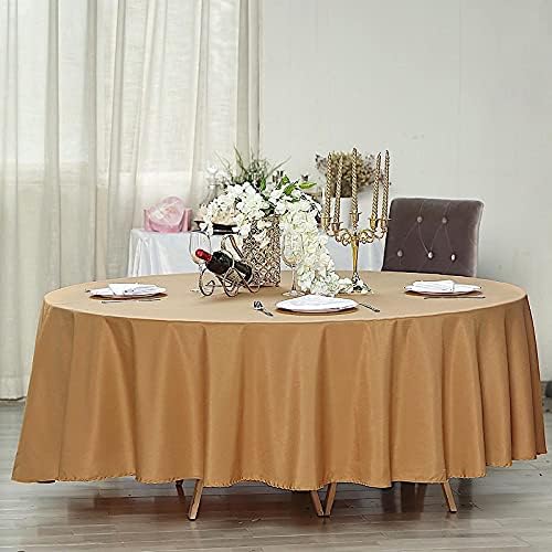 Balsa Circle 10 pcs 108 inch Gold Round Washable Polyester Easy-Care Tablecloth for Indoor and Outdoor Bridal Shower Wedding Table Buffet Table Parties Events Kitchen Dining - Image 6