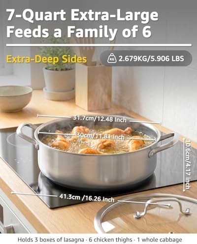 LOLYKITCH 7 QT Saute Pan with Lid & 12'' Frying Pan Set | Detachable Handle - Image 2