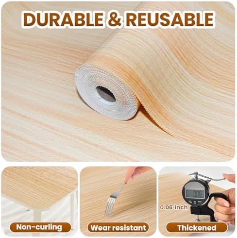 Drawer Shelf Liner for Kitchen Cabinets Non-Adhesive, Non Slip Shelf Paper Waterproof Thickened Cabinet Liners for Shelves, Strong Grip Mats for Cupboard, Dresser, Pantry, Wood-Grain, 11.8 in x 10 FT - Image 4