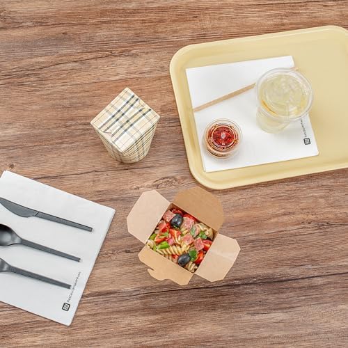 Bio Tek 3.2 x 2.9 x 4 Inch Food Containers, 50 Noodle Takeaway Boxes - Disposable, Sturdy, Plaid Paper 16 Ounce Take Out Boxes, Rectangle, For Hot And Cold Foods, Or Picnics - Restaurantware - Image 6