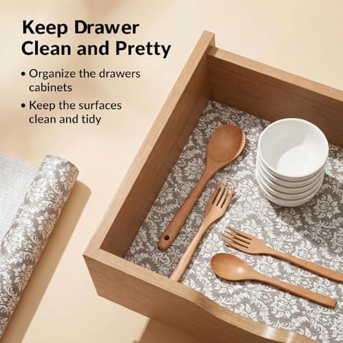 Coavas Shelf and Cabinet Liner, Easy Cut Protective, Beige 17.5 in x 10 ft - Image 2