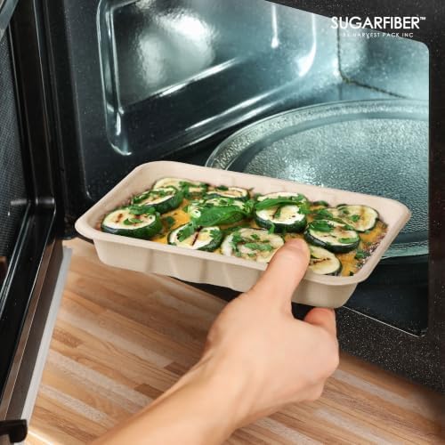 22 oz Compostable Disposable Paper Food Trays with Lids Natural, 100 SET - Image 7
