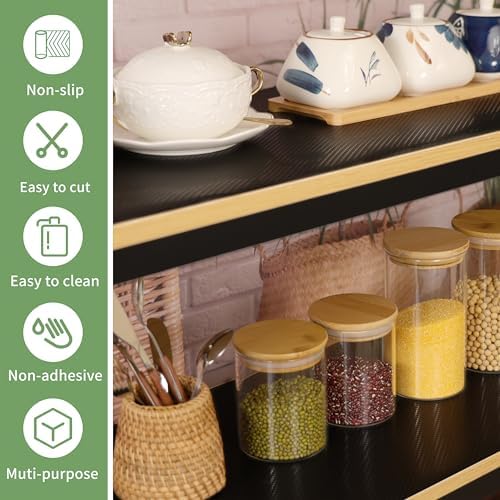 Shelf Liners 20 inch x 20 ft Shelf Liners for Kitchen cabinets nonstick Shelf Lining Drawer Mats EVA Protector for Cupboard (Black,20 inch x 20 ft) - Image 5