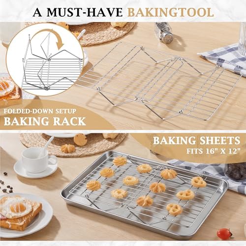 LIANYU Cooling Rack 15"x10", 5-Tier Stackable & Collapsible Cooling Racks | Stainless Steel Wire Baking Racks Fits Jelly Roll Pan, Great for Cooking, Baking, Roasting, Grilling, Oven & Dishwasher Safe - Image 5