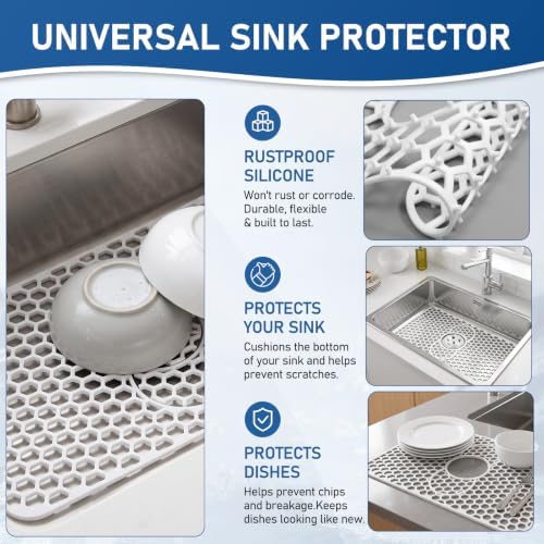Bestjing Silicone Sink Protectors for Kitchen Sink - 19''x 13'', White - Image 7