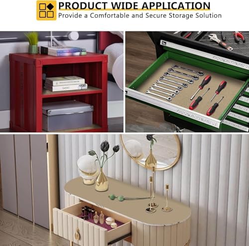 WochiTV Shelf Liner for Cabinets, Drawer Non Adhesive Non Slip Foam Mat for Kitchen, Pantry, Bathroom, Cupboard, Garage, Closet, Shelves, Drawer, Tool Box, Tan 17.5 x 354 inches - Image 5
