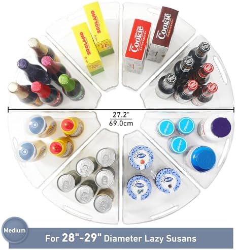 Leeden Lazy Susan Organizer for 28" Diameter Corner Lazy Susan, Plastic Kitchen Cabinet Storage Bins with Handle, 8 Packs, 1/8 Wedge - Food Safe, BPA Free - Image 2