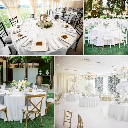 8 Pack White Round Tablecloths, Diameter of 132 inch - Image 5