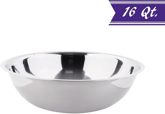 Betolla 16 Quart Stainless Steel Mixing Bowl – Medium Weight Flat Base Prep Bowl with Polished Mirror Finish for Baking, Cooking & Food Prep - Image 2