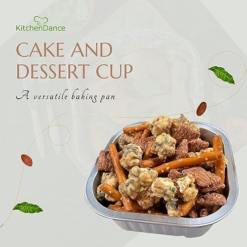 KitchenDance Disposable Foil Cake and Dessert Cup Set with Lid - 4.5 x 4.5" Square Cake Baking Pan for Hotels, Restaurants, Heavy Duty Aluminum Pan for Baking and Preparing Food #A-24P (1000, Silver) - Image 2