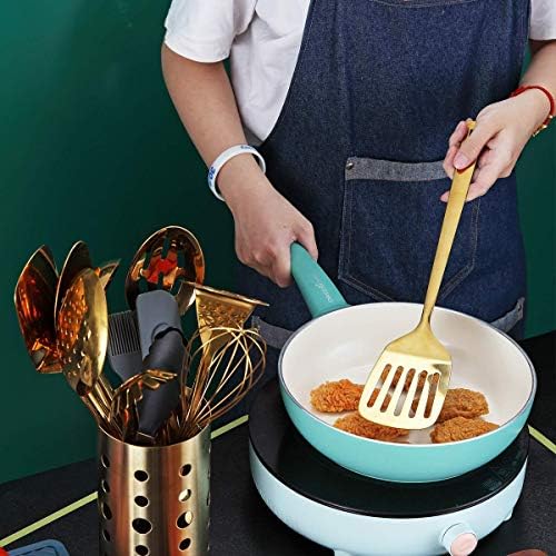 Gold Spatulas, Berglander Slotted Turner Titanium Gold Plating, Metal Turner For Cooking, Kitchen Barbecue Spatulas, Dishwasher Safe, Easy to Clean - Image 6