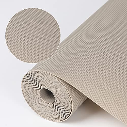 Kitchen Shelf Liner Drawer Liners, Non-Adhesive Refrigerator Liners Waterproof Fridge Mats with Strong Durable Kitchen Cabinets Mat for Drawers, Shelves, Pantry Khaki by HooTown