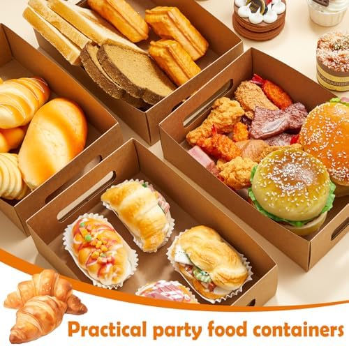 LemonRoad 50 Pack Cardboard Disposable Food Trays, Brown, 10" X 7" X 3" - Image 4