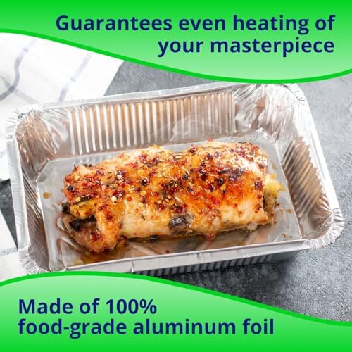 IDL Packaging Full Size Aluminum Steam Table Pans with Lids - Deep, 21" x 13" x 3" (Pack of 10) - Disposable Foil Pan for Catering, Grilling, Roasting, BBQ, Cooking, Baking, Freezing - Image 3
