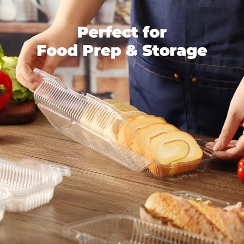 Fit Meal Prep 250 Pack 12" x 5" x 3" Clear Hinged Plastic Containers, Clamshell Take Out Containers, Bakery To Go Disposable Plastic Container, Ideal for Cake Roll Cookie Pastry Bread Fruit Sandwiches - Image 6