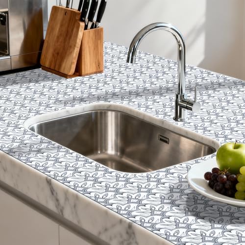 FIFTY FEET 12"x120" Non-Adhesive Shelf Liner for Kitchen Cabinets and Drawers, Washable Non-Slip PVC Cabinet Liner (Black Floral)(4 Roll) - Image 6