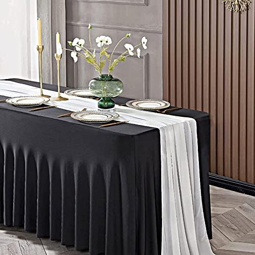 8ft Rectangle Table Covers Fitted Pink with Elastic, Outdoor Waterproof Stretch Spandex Table Cloth Table Skirt for Birthday Party, Events, Banquette Baby Shower - Image 4