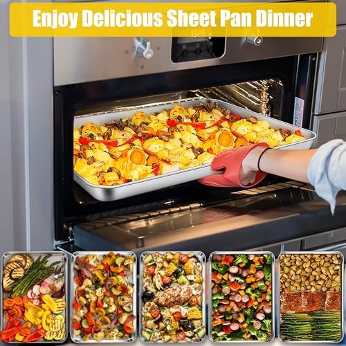 Homikit 2 Pack 18x13 Inch Stainless Steel Baking Half Sheet Set, Nonstick | Large Cookie Sheets for Oven, Metal Baking Pans, Big Bacon Trays, Non Toxic, Rust Free, Dishwasher Safe, Heavy Duty - Image 5