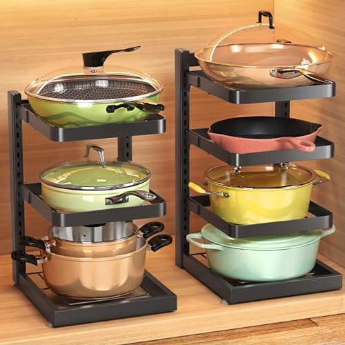 Dxcaicc Pot Organizer Rack for Under Cabinet,Height and Position are Adjustable,lid Organizer for Kitchen Cabinet Organizers and Storage,3 Layer - Image 7