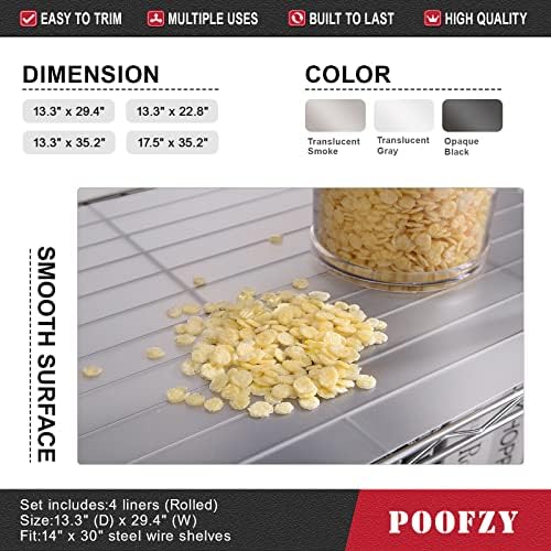 Poofzy Wire Shelf Liner 14" x 30", Set of 4 Clear - Image 3