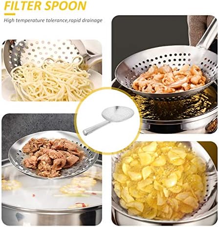 Yardwe Stainless Steel Skimmer Spoon 18 Inch Fine Mesh Oil Strainer Multi-Functional Kitchen Gadget for Frying Pasta Vegetables and More - Image 2