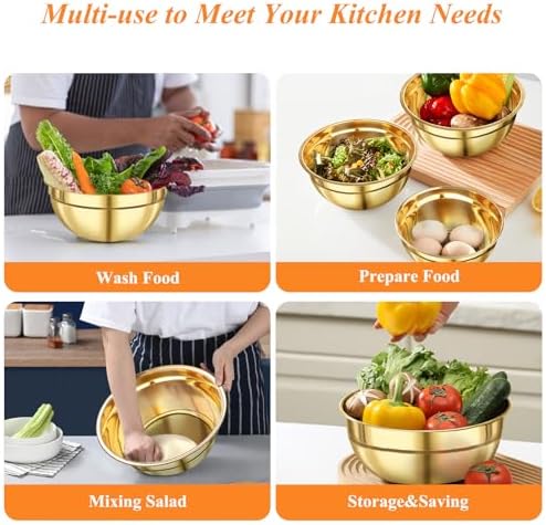 KesaPlan Mixing Bowls with Airtight Lids Set 7 PCS Stainless Steel Bowls with 3 Grater Attachments Nesting Metal Mixing Bowls,Size 4.5,4,3.5,2.1,1.5,1.1,0.7QT,Great for Mixing & Serving - Image 2