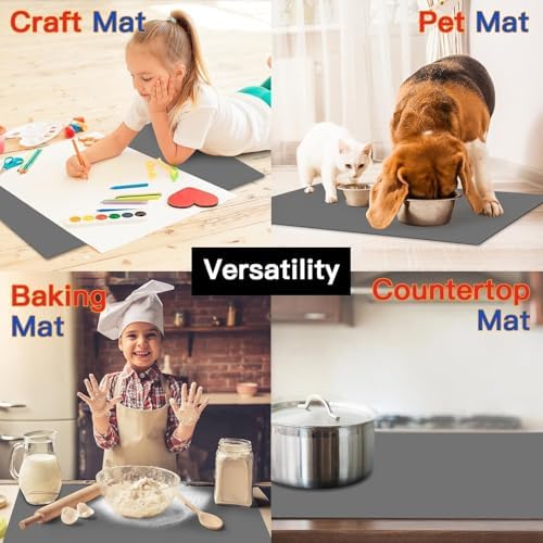 Silicone Mats for Kitchen Counter, 47.3"x23.6"(120cmx60cm) Large Heat Resistant Mat Kitchen Island Waterproof 2MM Thick Countertop Protector Mat Nons-slip Extra Large Counter Mat, Translucent Black - Image 7