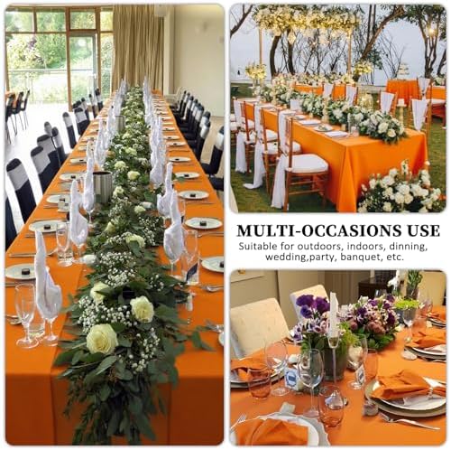 8 Pack Orange Tablecloth Rectangle 60 x 102 Inch for 6 Foot Table - Image 6