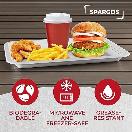 SPARGOS 14 Inch Disposable Food Trays, 50 Pack Crawfish Boil | 50 heavy duty 14-inch paper trays, compostable. For crawfish and seafood boil, lobster, crab, BBQ and holiday feasts. - Image 3