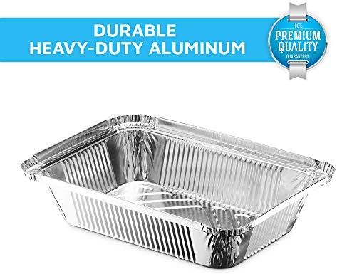 MontoPack Disposable Takeout Pans with Clear Lids | 2lb Capacity Aluminum Foil Food Drip Container with Strong Seal for Freshness & Spill Resistance | Earth, Eco-Friendly & Recyclable 100Pack 8x5.5” - Image 4