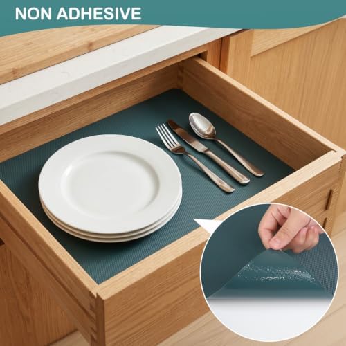 Kitchen Shelf Liner Drawer Liners, Non-Adhesive EVA Cabinet Liners, Green - Image 2