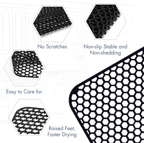Bestjing Silicone Kitchen Sink Protector Mat-26"x 14" Black, Universal - Image 6