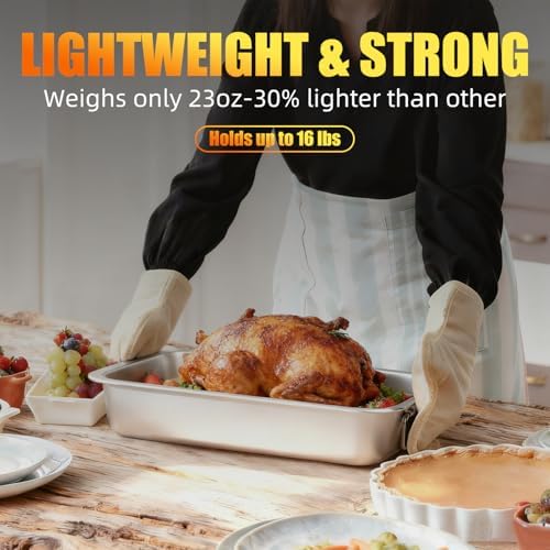 Stainless Steel Turkey Roasting Pan with Rack & Handles, Heavy Duty Food-Safe Turkey Pan Dishwasher Safe, Perfect for Cooking Turkey and Steak for Thanksgiving and Christmas (Standard) - Image 3