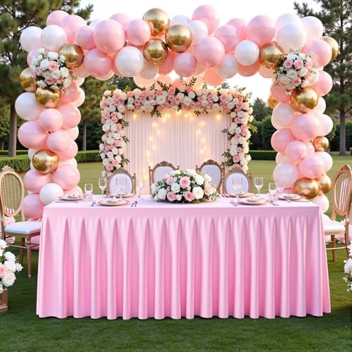 8 Pack Pink Rectangle Tablecloth 6 FT Stretch Spandex Fitted Table Cloth for 6 Foot Rectangle Tables Banquet Tablecloths Wrinkle Free Table Cover Skirt Ruffle Tablecloths for Party Wedding Birthday - Image 3