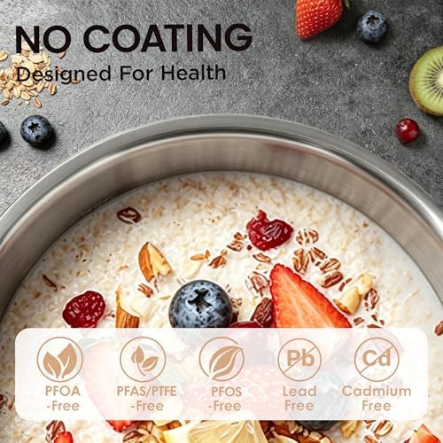 Cooker King 3QT Stainless Steel Saucepan with Tempered Glass Lid, Metal Utensils Safe, No Coating (PFAS/PFOA/PTFE Free), Dishwasher-Friendly, Oven-Safe Up to 900°F, Induction Ready - Image 2